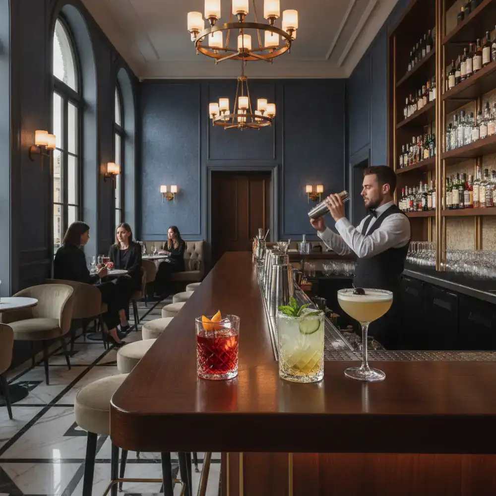 Bar elegante con cócteles