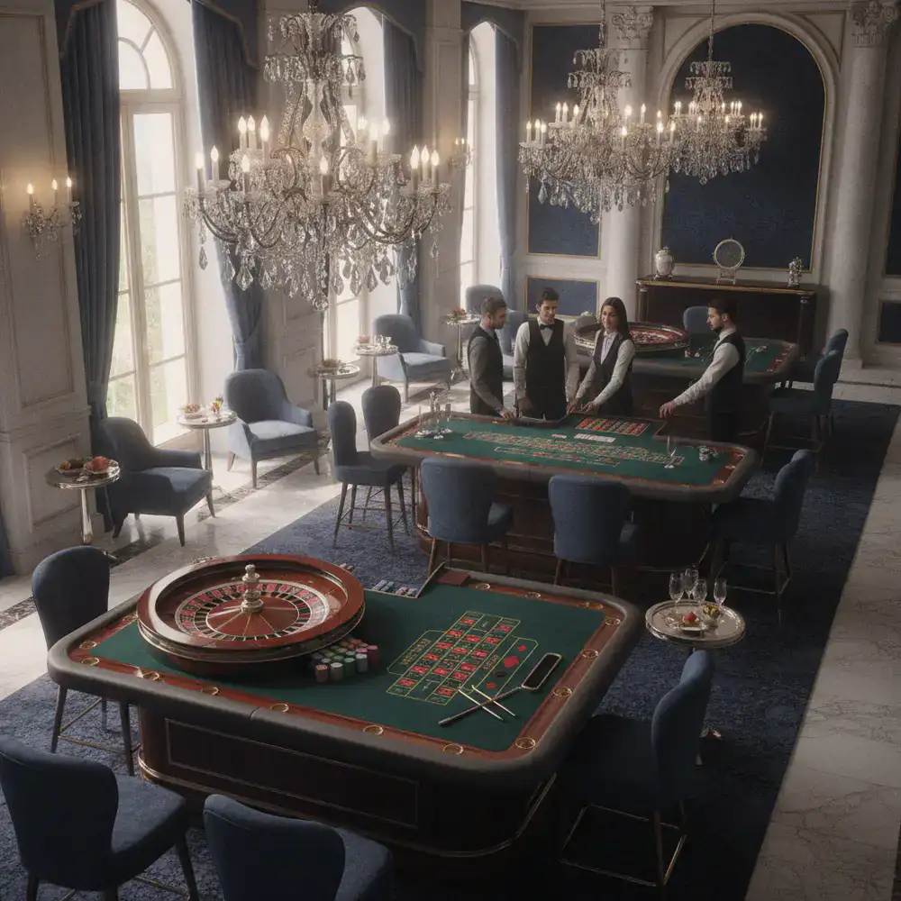 Mesas de ruleta y blackjack
